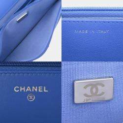 Chanel Blue Lambskin Chain Wallet Bag