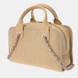 Chanel Beige, Pink Canvas & Leather Deauville Chain Shoulder Bag