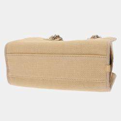 Chanel Beige, Pink Canvas & Leather Deauville Chain Shoulder Bag