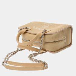 Chanel Beige, Pink Canvas & Leather Deauville Chain Shoulder Bag
