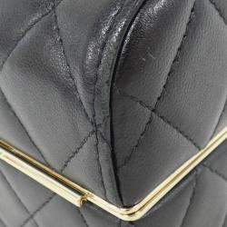 Chanel Black Leather Box Chain Clutch Bag