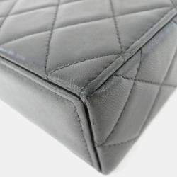 Chanel Black Leather Box Chain Clutch Bag