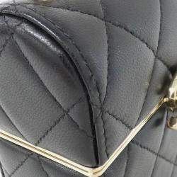 Chanel Black Leather Box Chain Clutch Bag