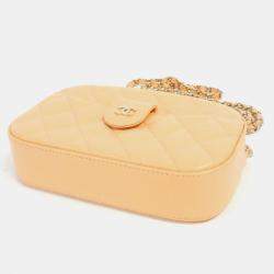 Pre Owned Chanel Orange Timeless Classic Quilted Chain Camera Bag