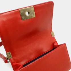 Pre Owned Chanel Red Velvet and Quilted Plaid Paris-Edinburgh Boy Bag