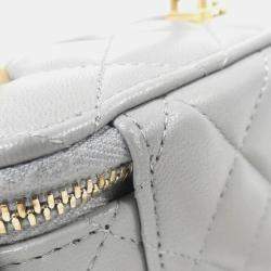 Chanel Quilted Lambskin with Metal Mini CC Top Handle Vanity Case with Chain