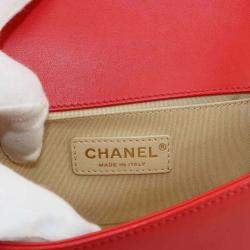 Chanel Red Chevron Leather  Boy Small Chain Shoulder Bag