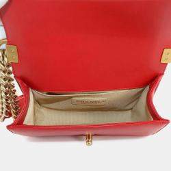 Chanel Red Chevron Leather  Boy Small Chain Shoulder Bag