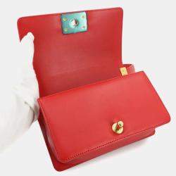 Chanel Red Chevron Leather  Boy Small Chain Shoulder Bag
