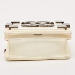 Pre Owned Chanel Off White Quilted Leather and Plexiglass Mini Boy Brick Flap Bag