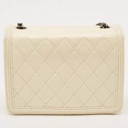 Pre Owned Chanel Off White Quilted Leather and Plexiglass Mini Boy Brick Flap Bag