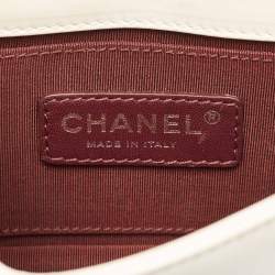 Pre Owned Chanel Off White Quilted Leather and Plexiglass Mini Boy Brick Flap Bag