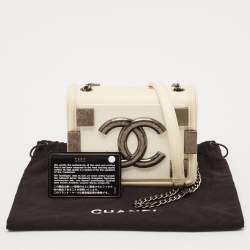 Pre Owned Chanel Off White Quilted Leather and Plexiglass Mini Boy Brick Flap Bag