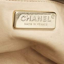 Pre Owned Chanel Gold Leather Medium Chain Trim Luxe Ligne Bowler Bag