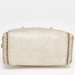 Pre Owned Chanel Gold Leather Medium Chain Trim Luxe Ligne Bowler Bag