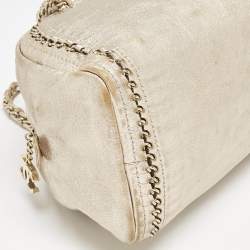 Pre Owned Chanel Gold Leather Medium Chain Trim Luxe Ligne Bowler Bag
