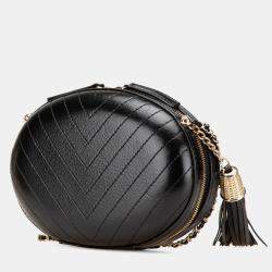 Chanel Black Chevron Lambskin La Pausa Evening Bag