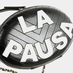 Chanel Black Chevron Lambskin La Pausa Evening Bag