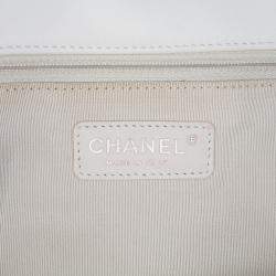 Pre Owned Chanel Black White Jumbo Calfskin Canebiers Net Flap