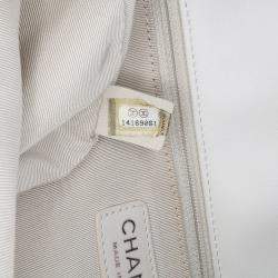 Pre Owned Chanel Black White Jumbo Calfskin Canebiers Net Flap