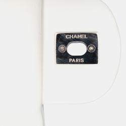 Pre Owned Chanel Black White Jumbo Calfskin Canebiers Net Flap