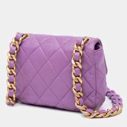 Pre Owned Chanel Purple Lambskin Quilted Mini Candy Chain Flap Bag