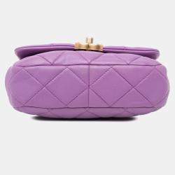 Pre Owned Chanel Purple Lambskin Quilted Mini Candy Chain Flap Bag