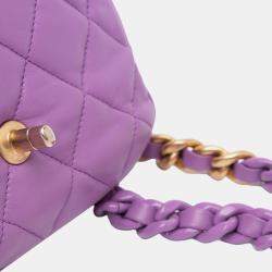 Pre Owned Chanel Purple Lambskin Quilted Mini Candy Chain Flap Bag