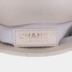 Pre Owned Chanel Ivory Leather Mini City School Flap Bag