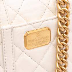 Pre Owned Chanel Ivory Leather Mini City School Flap Bag