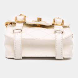 Pre Owned Chanel Ivory Leather Mini City School Flap Bag