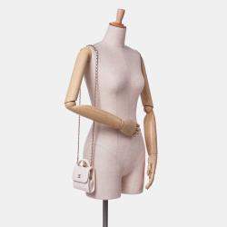 Chanel Ivory Lambskin CC Quilted Mini Kiss Lock Frame Top Handle Clutch Bag with Chain