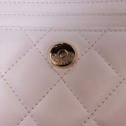 Chanel Ivory Lambskin CC Quilted Mini Kiss Lock Frame Top Handle Clutch Bag with Chain
