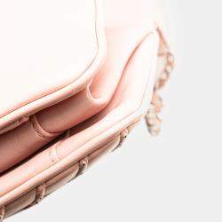 Pre Owned Chanel Pink Chevron Calfskin Studded Full Flap