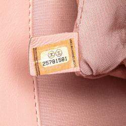 Pre Owned Chanel Pink Chevron Calfskin Studded Full Flap
