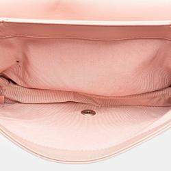 Pre Owned Chanel Pink Chevron Calfskin Studded Full Flap