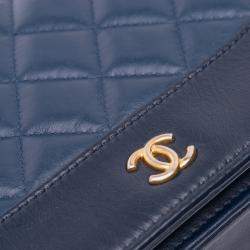 Chanel Navy Blue Quilted Aged Calfskin Gabrielle Wallet On Chain 