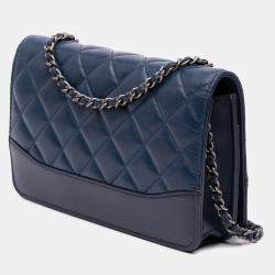 Chanel Navy Blue Quilted Aged Calfskin Gabrielle Wallet On Chain 