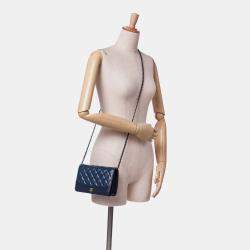Chanel Navy Blue Quilted Aged Calfskin Gabrielle Wallet On Chain 
