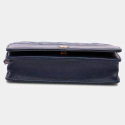 Chanel Navy Blue Quilted Aged Calfskin Gabrielle Wallet On Chain 