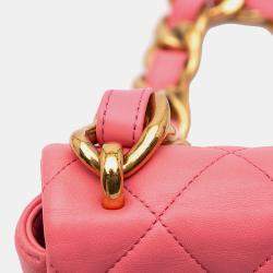 Pre Owned Chanel Pink Lambskin Quilted Funky Town Mini Flap Bag