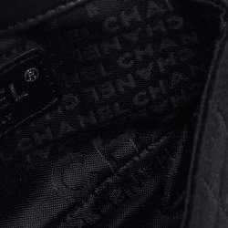Pre Owned Chanel Black Square Quilted Satin Lipstick Charm Mini Flap Bag