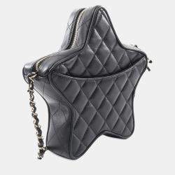 Chanel Black Quilted Lambskin Walk of Fame Star Crossbody Bag