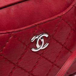 Chanel Red Quilted Calfskin Relax CC Satchel Bag