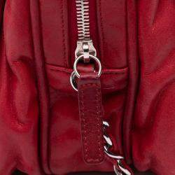 Chanel Red Quilted Calfskin Relax CC Satchel Bag