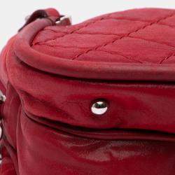 Chanel Red Quilted Calfskin Relax CC Satchel Bag