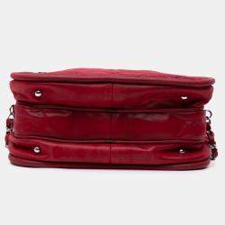 Chanel Red Quilted Calfskin Relax CC Satchel Bag