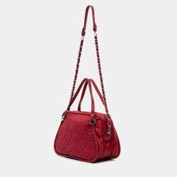 Chanel Red Quilted Calfskin Relax CC Satchel Bag