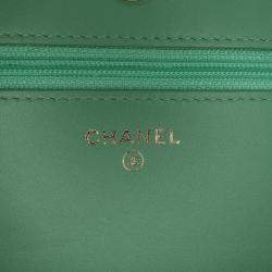 Chanel Green Lambskin Boy Wallet on Chain