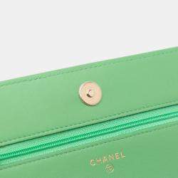 Chanel Green Lambskin Boy Wallet on Chain